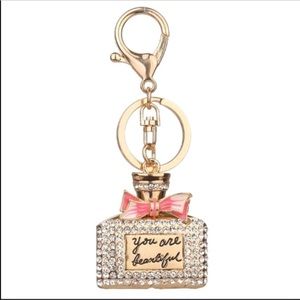 Purse/Bag Bling Gold Crystal Key Chain Charm "You Are Beautiful"
